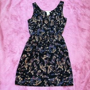 Lush Black and Multicolor Floral Dress w/ Front Button Detail